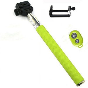 Your Deal Extendable Selfie Stick with Remote & Clamp Yellow Selfie Stick