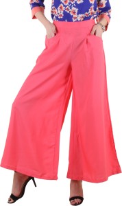 Ruhaan's Regular Fit Women's Pink Trousers
