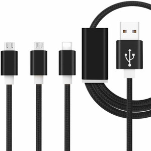 BB4 UNIVERSAL 3 in 1 Multiple Charging CABLE 8 pin Lightning +Micro USB charger For iPhone and Android USB Adapter