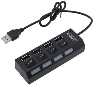 BB4 UNIVERSAL High Speed LED 4 Port USB 2.0 Hub WITH Power On/Off Button Switch AND CABLE USB Hub