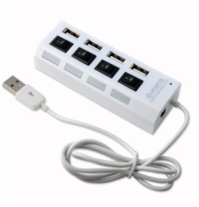 NewveZ Power Switch Individual 4 Port USB Hub