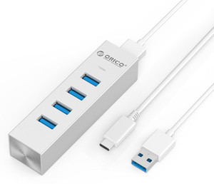 Orico Aluminum 4 Port USB3.0 Hub with Type C & Type A Cables ASH4-U3 USB Hub