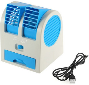 NewveZ Portable Mini Air Conditioner Dual-Port Bladeless USB Fan