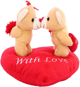 DealBindaas Kissing Couple On Heart Valentine Stuff Teddy Bear - 210 mm