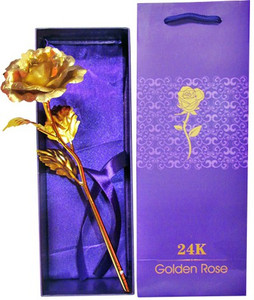 Homesogood 24K Gold Rose With Gift Box Artificial Flower Gift Set