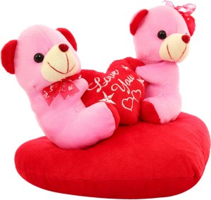 DealBindaas Heart With Couple Valentine Stuff Teddy  - 220 mm