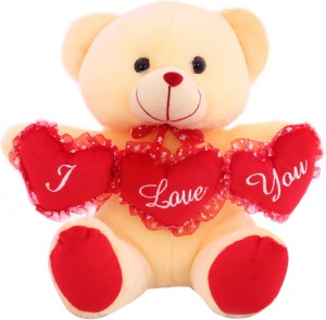DealBindaas Tri Heart Ruby Bear Ilu Valentine Stuff Teddy  - 300 mm
