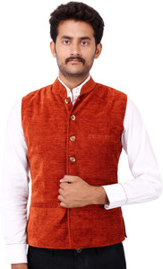 Fbbic Sleeveless Self Design Men's Plain Jacket