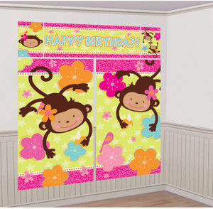 Amscan Mod Monkey Love Giant Scene Setter Wall Decorating Kit