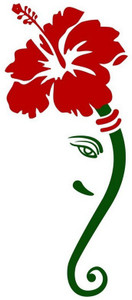 Happy walls Modern Art Ganesha In Red Hibiscus Flower