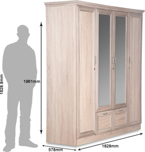 Godrej Interio Eudora N15 Engineered Wood 4 Door Wardrobe Finish