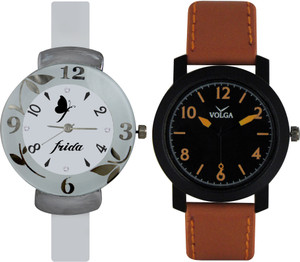 Frida Designer VOLGA Beautiful New Branded Type Watches Men and Women Combo198 VOLGA Band Analog Watch - For Couple