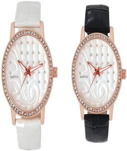 Exotica Fashions combo-EFL-702-Black&White Basic Analog Watch - For Women