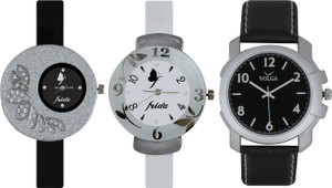 Frida Designer VOLGA Beautiful New Branded Type Watches Men and Women Combo399 VOLGA Band Analog Watch - For Couple