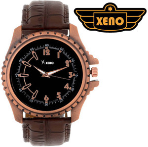 Xeno BN327 DayDate Pattern Chronograph type Black Dial New Look Fashion Stylish Modish Brown Leather Analog Watch - For Boys