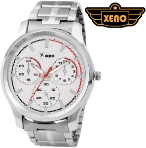 Xeno BN_C2D59WH_OLD Date Day Chronograph Pattern Silver Metal White Dial New Look Fashion Stylish Modish Analog Watch  - For Boys