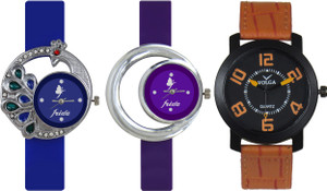 Frida Designer VOLGA Beautiful New Branded Type Watches Men and Women Combo458 VOLGA Band Analog Watch - For Couple