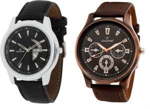 Dezine COMBO OF DAY AND DATE DISPLAY-GR1010BLK+401BLK Analog Watch - For Men