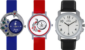 Frida Designer VOLGA Beautiful New Branded Type Watches Men and Women Combo487 VOLGA Band Analog Watch - For Couple