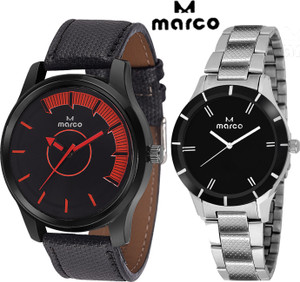Marco ELEGANT BLACK COUPLE COMBO 222RED 65BLK Analog Watch - For Men