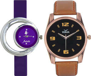 Frida Designer VOLGA Beautiful New Branded Type Watches Men and Women Combo127 VOLGA Band Analog Watch - For Couple