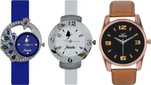 Frida Designer VOLGA Beautiful New Branded Type Watches Men and Women Combo534 VOLGA Band Analog Watch - For Couple