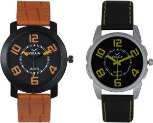 Volga Branded Leather Quality Designer Dial Diwali Special Combo395 Designer Sport Looks WaterProof Mens Watch Analog Watch - For Men