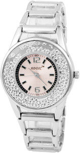 Addic Flood of Crystals Silver Step-Chain Analog Watch - For Women