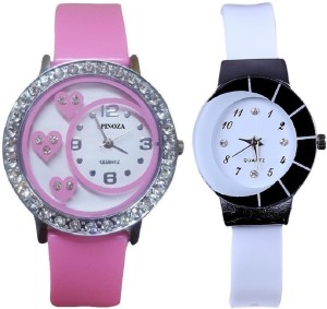 Spinoza Diamond studded letest collaction with beautiful attractive pink and white watch S09P20 Analog Watch  - For Women