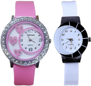 Spinoza Diamond studded letest collaction with beautiful attractive pink and white watch S09P20 Analog Watch - For Women