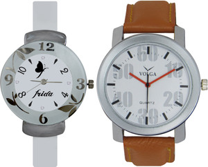 Frida Designer VOLGA Beautiful New Branded Type Watches Men and Women Combo206 VOLGA Band Analog Watch - For Couple