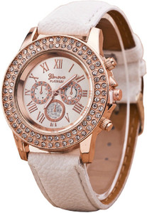 Geneva Platinum Double Layer Studded Analog Watch - For Women