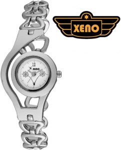 Xeno G248 Silver Metal Chain White Diamond Studded Flower Design Unique Branded Analog Watch  - For Women