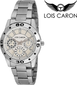 Lois Caron Lck-4515 White Chronograph Pattern Analog Watch - For Women