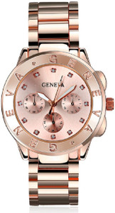 Geneva Platinum Big Size Rose Gold Analog Watch - For Women