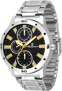 Geonardo GDM21 Yellow Impression Black Dial Chain Analog Watch - For Men