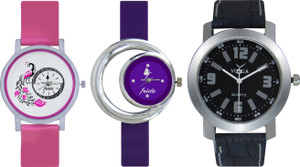 Frida Designer VOLGA Beautiful New Branded Type Watches Men and Women Combo579 VOLGA Band Analog Watch - For Couple