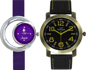 Frida Designer VOLGA New Branded Type Watches Men and Women Combo138 VOLGA Frida Couple Analog Watch - For Couple