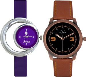 Frida Designer VOLGA Beautiful New Branded Type Watches Men and Women Combo126 VOLGA Band Analog Watch - For Couple