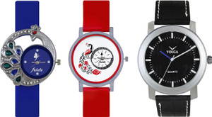 Volga Designer FVOLGA Beautiful New Branded Type Watches Men and Women Combo135 VOLGA Band Analog Watch - For Couple