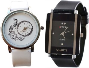 Spinoza letest collaction with beautiful attractive peacock white and square black S09P23 Analog Watch  - For Girls