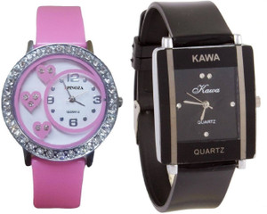 Spinoza Diamond studded letest collaction with beautiful attractive Black and Pink Watch S09P24 Analog Watch - For Women