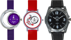 Frida Designer VOLGA Beautiful New Branded Type Watches Men and Women Combo694 VOLGA Band Analog Watch - For Couple