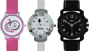 Frida Designer VOLGA Beautiful New Branded Type Watches Men and Women Combo637 VOLGA Band Analog Watch - For Couple