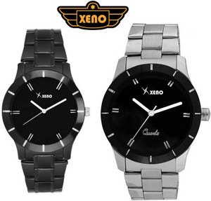 Xeno ZD00043-206L Black & Silver Metal Black Dial Couple Mix N Match Analog Watch - For Couple