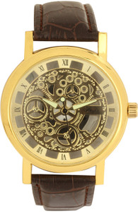 Addic Skeleton Transparent See-Through Gold Case Super-Luxury-W134 Analog Watch - For Men