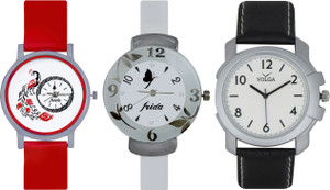 Frida Designer VOLGA Beautiful New Branded Type Watches Men and Women Combo746 VOLGA Band Analog Watch - For Couple