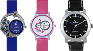 Volga Designer FVOLGA Beautiful New Branded Type Watches Men and Women Combo119 VOLGA Band Analog Watch - For Couple