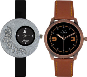 Frida Designer VOLGA Beautiful New Branded Type Watches Men and Women Combo15 VOLGA Band Analog Watch - For Couple