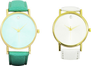 Style Feathers SR_SingleDiamond_White_Green_001 Analog Watch - For Girls